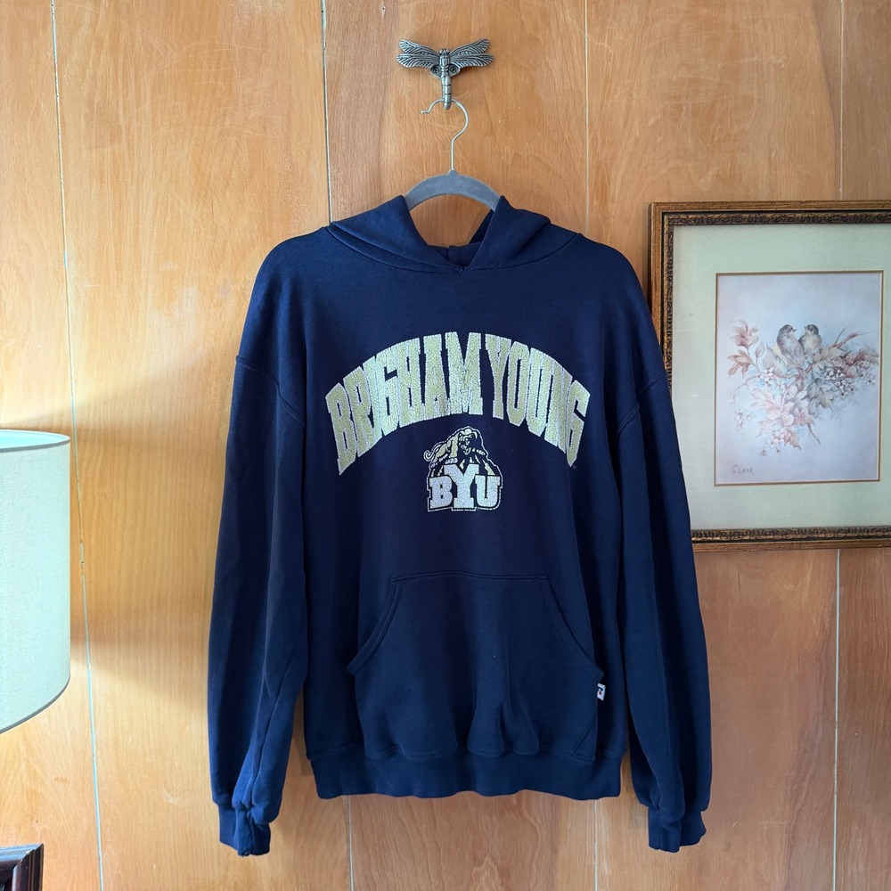 Vintage Distressed BYU Brigham Young Hoodie Medium
